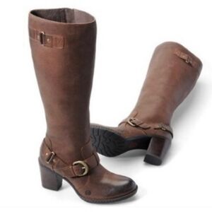 Born Natasha Leather Knee-High Riding Boots Harness